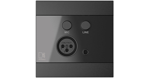 Universal wall panel - Microphone & line input - 80 x 80 mm (zwart) * WP210/B