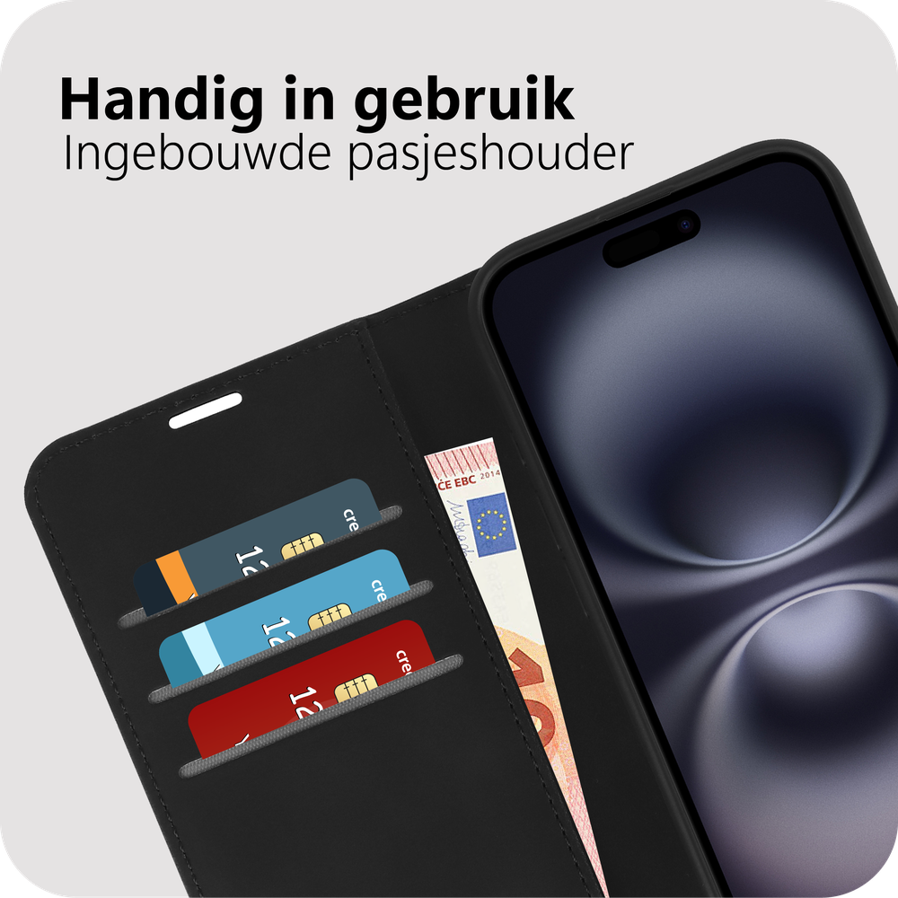 Just in Case leren Wallet Case PrimeWallet iPhone 17 Zwart