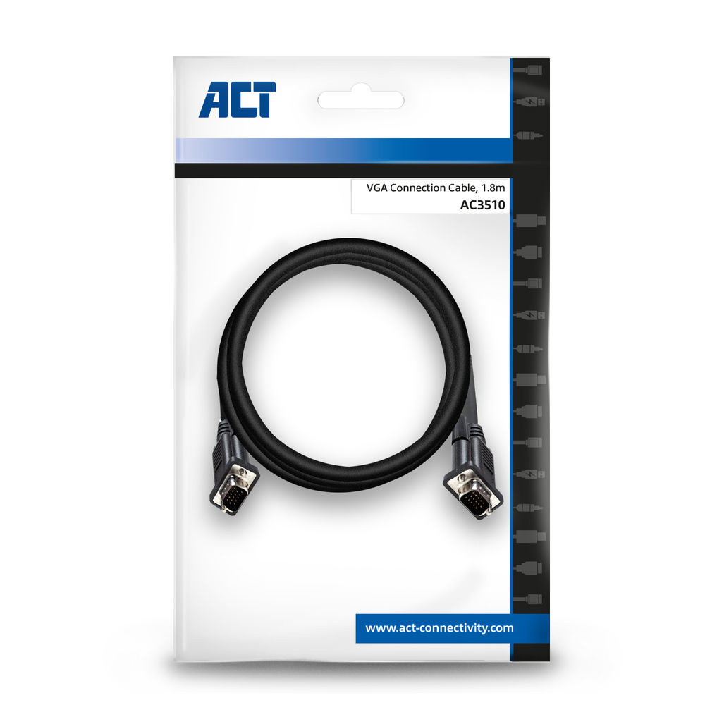 ACT AC3510 VGA-Kabel Mannelijk-Mannelijk 1,8m Zwart