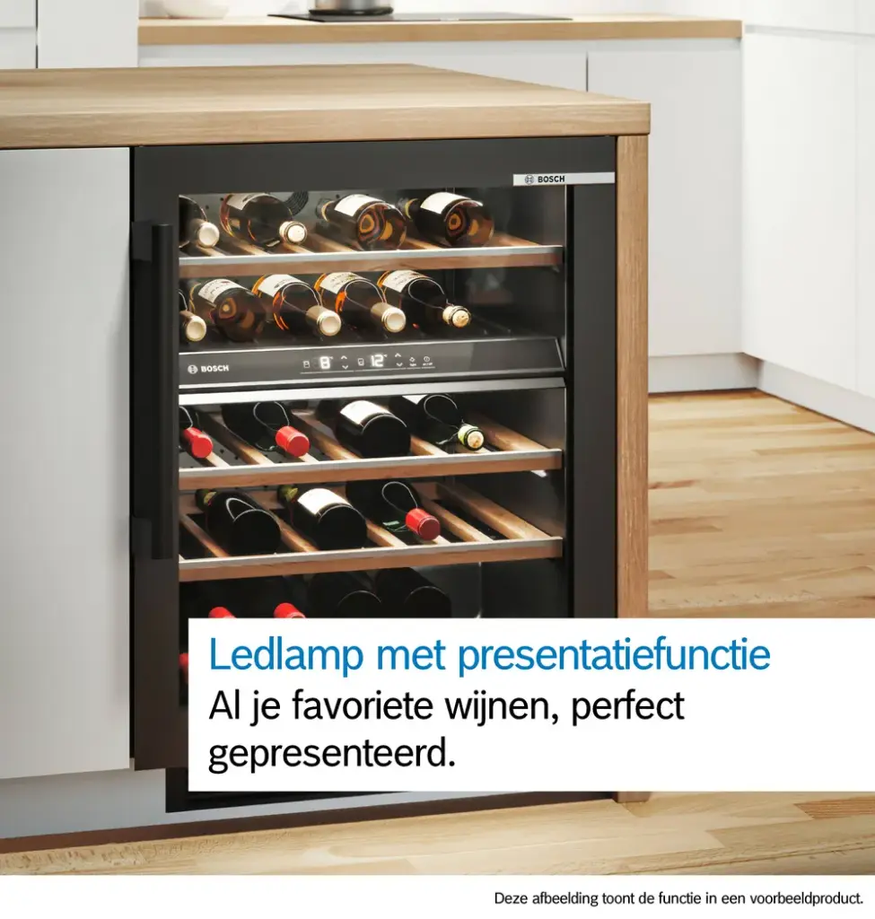 Bosch KWK36ABGA Wijnkoeler Serie 6 199 Flessen 186cm 2 Zones Zwart