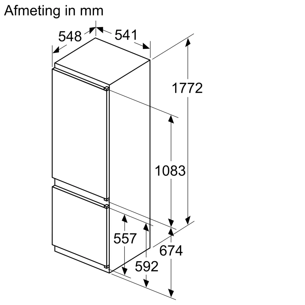 Bosch KIV875SE0 Inbouw Koel/Vries-Combi Serie 2 177cm 270l Glijscharnier Wit