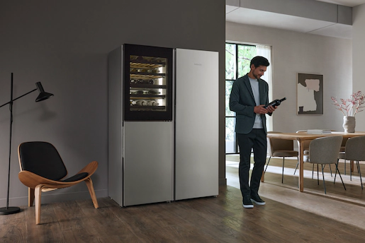 Miele KWNS 4784 DE edt /cs Wijnkoeler/diepvries-combi 185cm 303l NoFrost Grijs