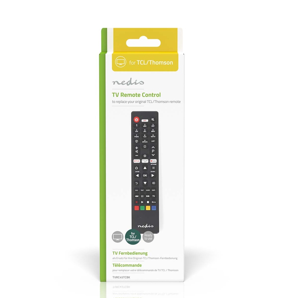 Nedis TVRC45TCBK Afstandsbediening Geschikt voor TCL/Thomson Zwart