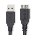 Nedis CCGL61500BK10 USB 3.2 Gen 1-Kabel USB-A - USB Micro-B 5 Gbps Vernikkeld 1m Zwart
