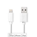 Nedis CCGL39300WT30 Lightning Kabel USB 2.0 Lightning  USB-A 480 Mbps Vernikkeld 3m Wit