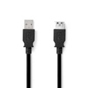 Nedis CCGL61010BK30 USB 3.2 Gen 1-Kabel USB-A - USB-A Vrouwelijk 5 Gbps Vernikkeld 3m Zwart 
