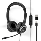 Nedis CHSTU310BK Stereo-Headset On-Ear USB-A / USB-C Inklapbare Microfoon Zwart