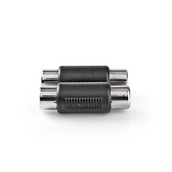Nedis CAGB24952BK Stereo-Audioadapter 2x RCA Vernikkeld Zwart