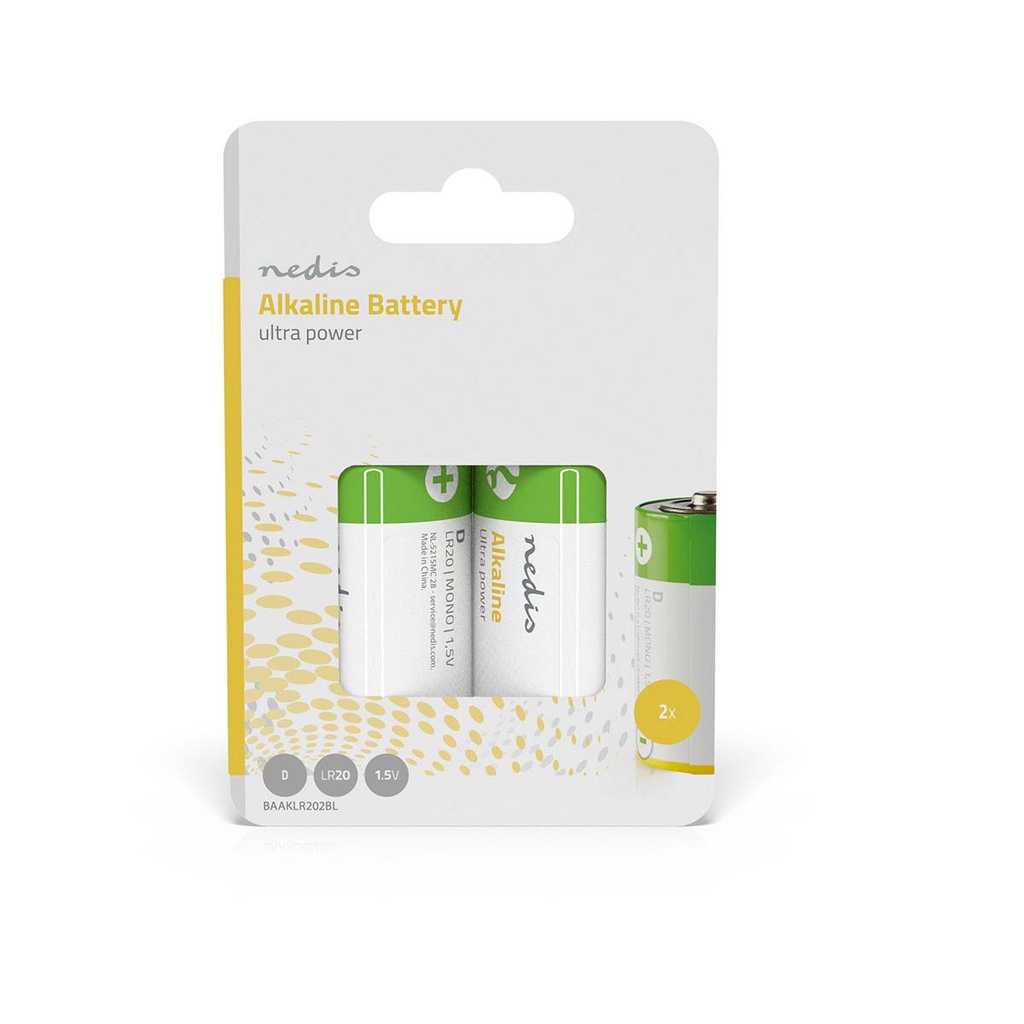 Nedis BAAKLR202BL Alkaline-Batterij D 1.5 V DC 2-Pak