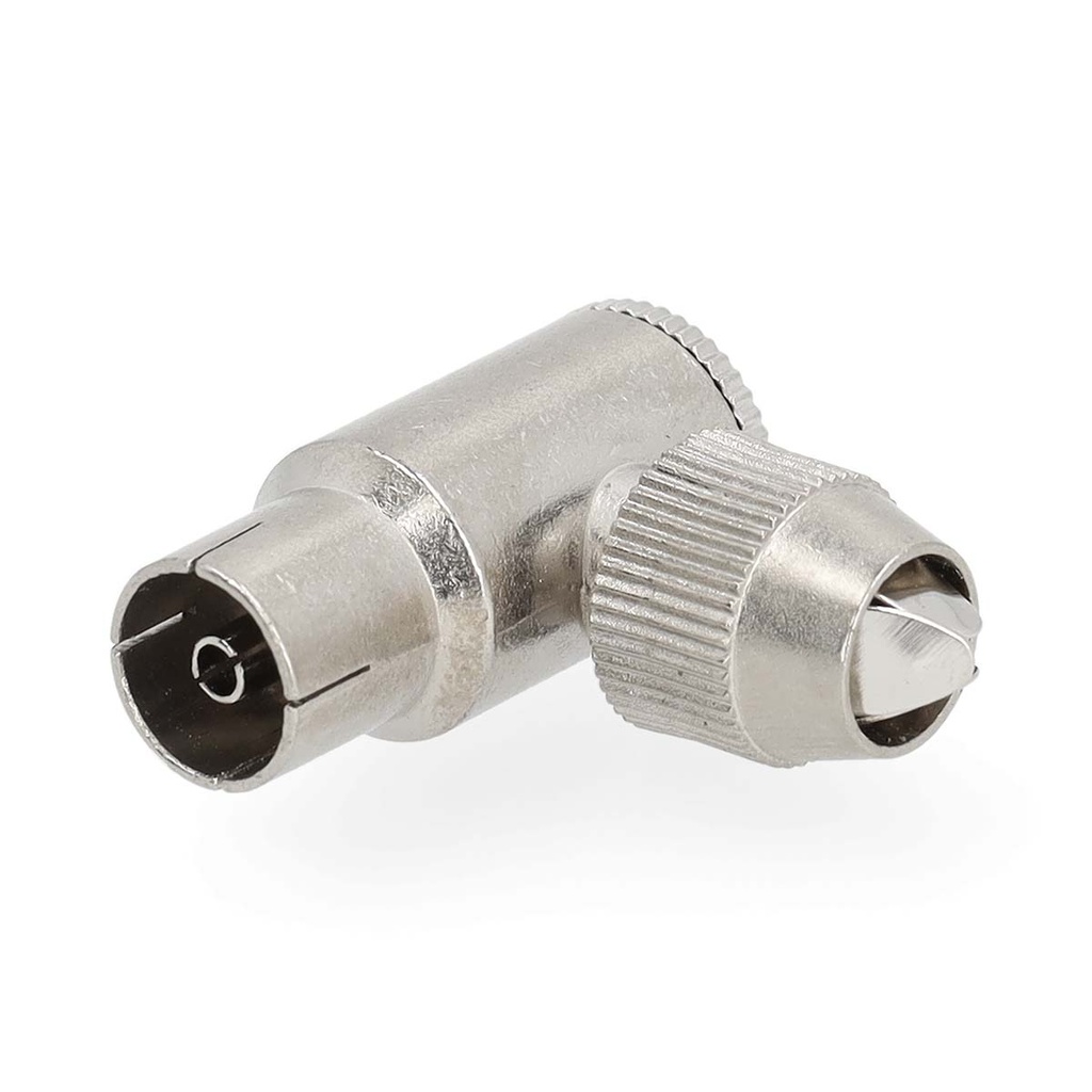 Nedis CSGP40925ME Coax Connector Haaks Vernikkeld 75 Ohm 7.0 mm Maximale diameter Zilver 2 Stuks