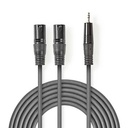 Nedis COTH15310GY30 Gebalanceerde Audiokabel 2x XLR 3-Pins - 3,5 mm jack 3m Grijs