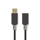 Nedis CCBW61010AT20 USB USB 3.2 Gen 1-Kabel USB-A - USB-A Vrouwelijk 5 Gbps Verguld 2m Zwart