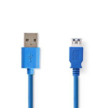Nedis CCGB61010BU20 USB 3.2 Gen 1-Kabel USB-A - USB-A Vrouwelijk 5 Gbps Vernikkeld 2m Blauw