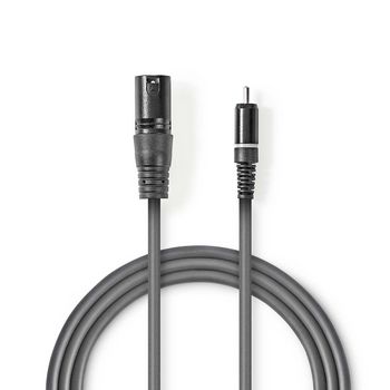 Nedis COTH15205GY15 Ongebalanceerde Audiokabel XLR 3-Pins - RCA 1.5m Grijs