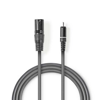 Nedis COTH15205GY30 Ongebalanceerde Audiokabel XLR 3-Pins - RCA Vernikkeld 3m Grijs