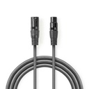 Nedis COTH15012GY30 DMX-Adapterkabel XLR 3-Pins - XLR 3-Pins Vrouwelijk 3m Grijs