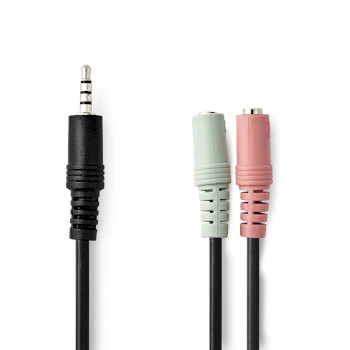 Nedis CAGP22150BK02 Stereo-Audiokabel 3,5mm Jack - 2x 3,5mm Jack Vrouwelijk Mic + Hoofdtelefoon 20cm Zwart