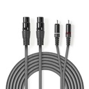 Nedis COTH15230GY15 Gebalanceerde Audiokabel 2x XLR 3-Pins Vrouwelijk - 2x RCA 1.5m Grijs