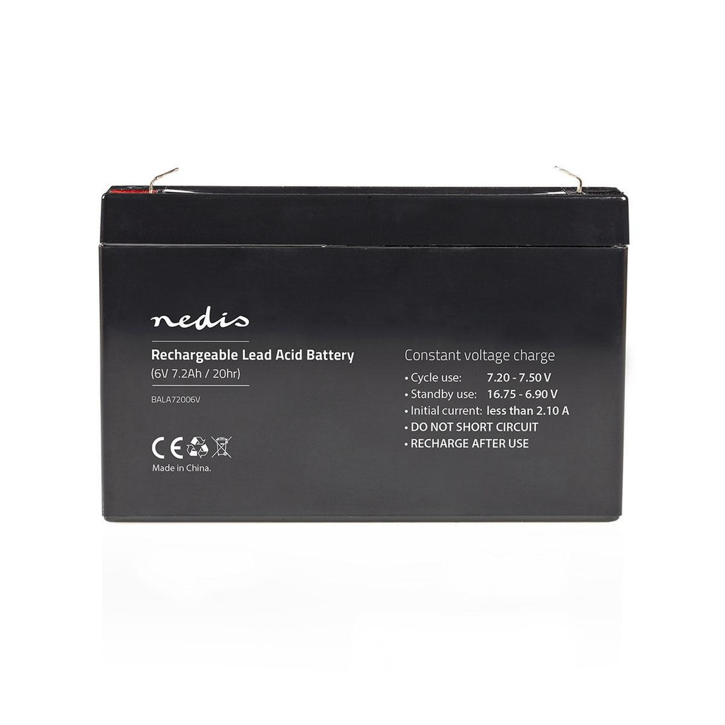 Nedis BALA72006V Oplaadbare Loodaccu 6 V 7200 mAh Zwart