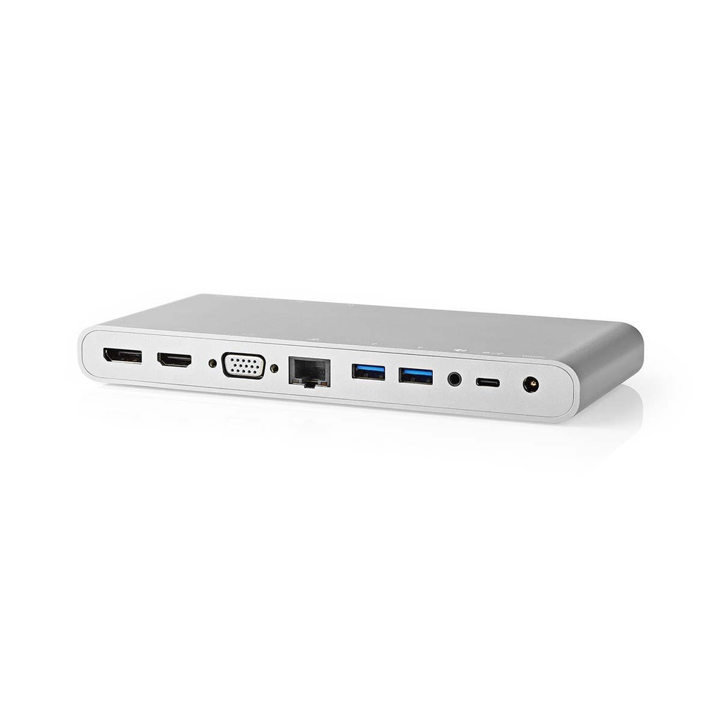Nedis CCTB64991AL02 USB 3.2 Gen 1-Docking Station USB-C - 12 Poorts 20cm Vernikkeld Grijs