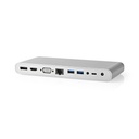 Nedis CCTB64991AL02 USB 3.2 Gen 1 Docking Station USB-C - 12 Ports 20cm Nickel Plated Grey