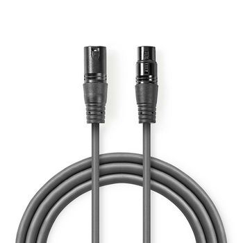 Nedis COTG15010GY100 Gebalanceerde Audiokabel XLR 3-Pins - XLR 3-Pins Vrouwelijk 10m Grijs