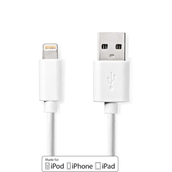 Nedis CCGB39300WT10 Lightning Kabel USB 2.0 Lightning - USB-A 480 Mbps Vernikkeld 1m Wit