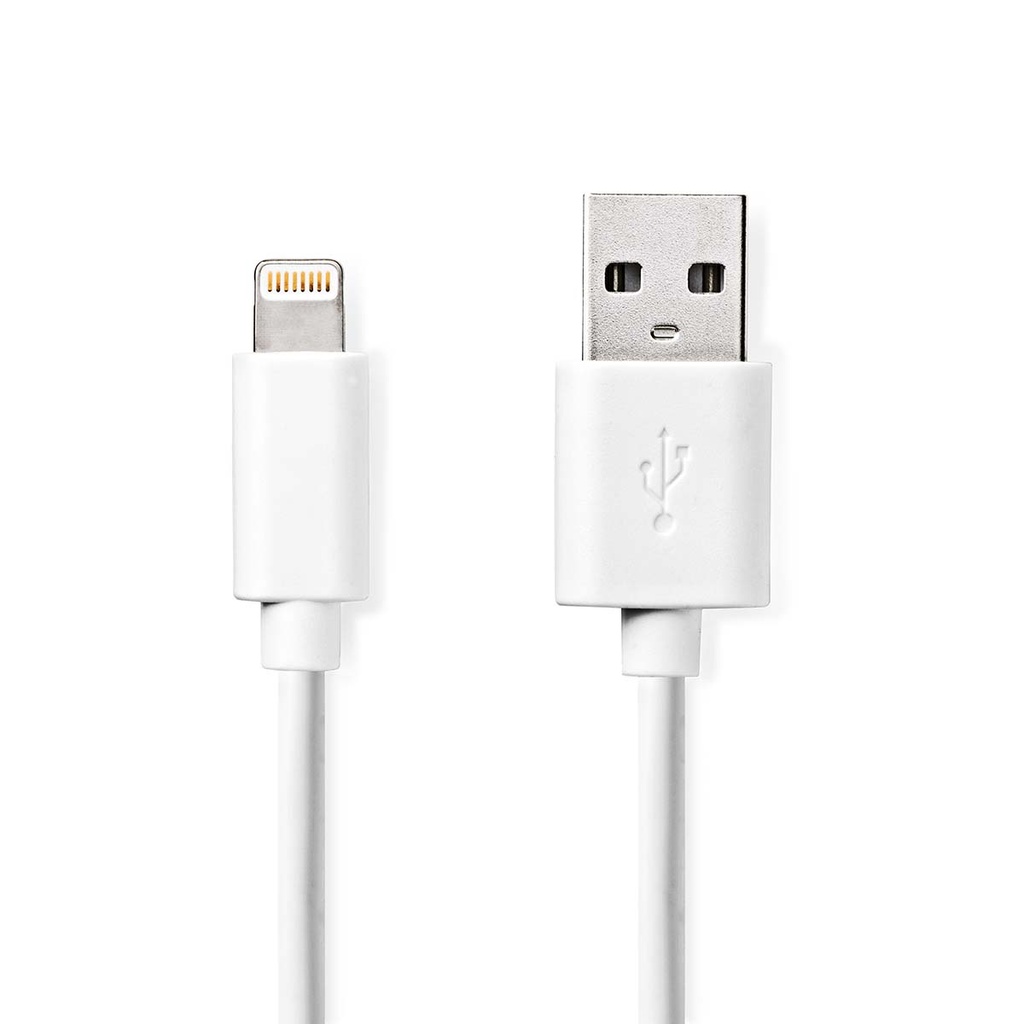 Nedis CCGL39300WT20 Lightning Kabel USB 2.0 Lightning SB-A 480 Mbps Vernikkeld 2m Wit 