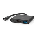 Nedis CCGB64770BK01 USB 3.2 Gen 1 Multi-Port Adapter USB-C - HDMI / USB-A / USB-C 5 Gbps 10cm Zwart