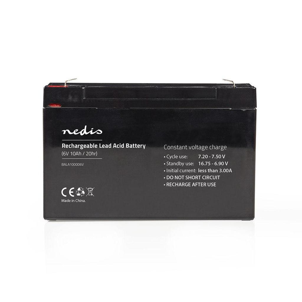 Nedis BALA100006V Rechargeable Lead Acid Battery 6 V 10000 mAh Black