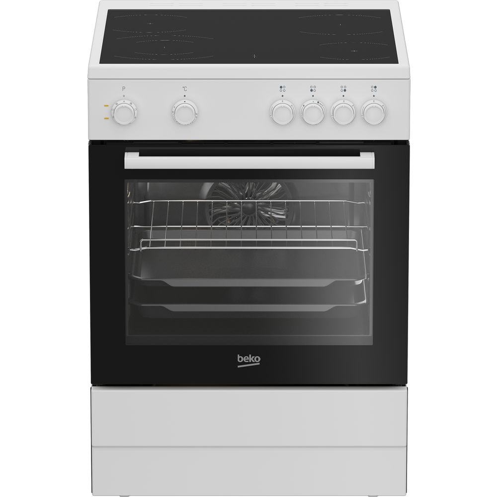 Beko FBM6701W Fornuis Vitrokeramisch 66l 4 Zones Wit/Zwart