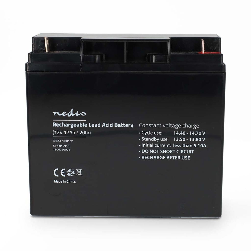 Nedis BALA1700012V Oplaadbare Loodaccu 12 V 17000 mAh Zwart