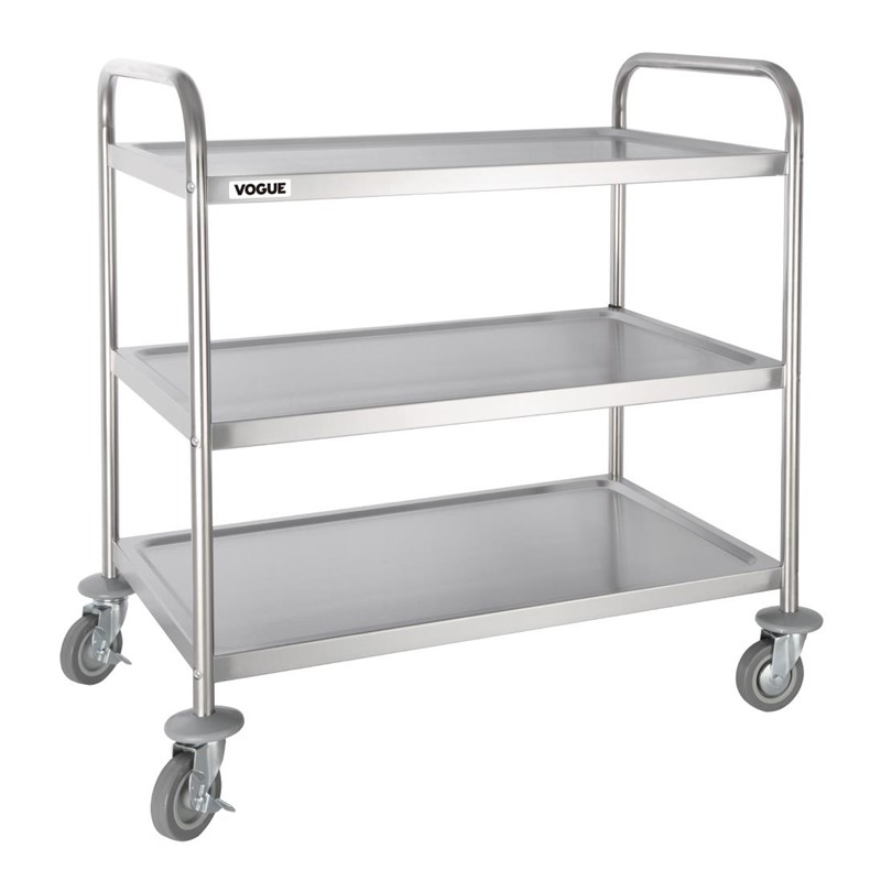Vogue Serving Trolley 3 Shelves Stainless Steel - F995