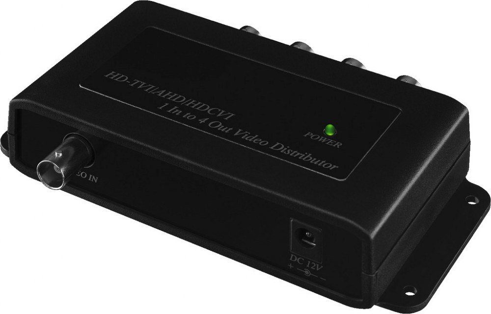 Monacor AXDA-104HD Videoverdeler 1 tot 4 Coax Zwart