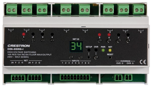 Crestron DIN-8SW8-I DIN Rail High-Voltage Switch with Digital Inputs