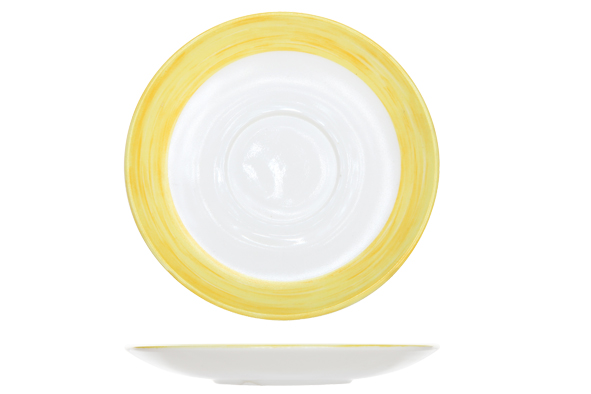 Arcoroc 00369 Ondertas Brush 14(Ø)x1.5cm Glas Wit/Geel