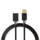 Nedis CCBW60010AT30 USB 2.0-Kabel USB-A - USB-A Vrouwelijk 480 Mbps Verguld 3m Zwart