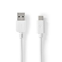 Nedis CCGW61600WT10 USB 3.2 Gen 1 Cable USB-A - USB-C 60 W 5 Gbps Nickel-plated 1m White