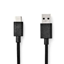 Nedis CCGW61600BK10 USB 3.2 Gen 1-Kabel USB-A - USB-C 60 W 5 Gbps Vernikkeld 1m Zwart
