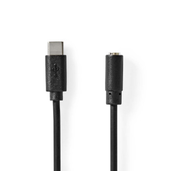 Nedis CCGB65960BK10 USB 2.0 Adapter USB-C - 3,5 mm Jack Vrouwelijk 1m Vernikkeld Zwart