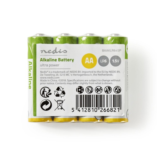 [BAAKLR64SP] Nedis BAAKLR64SP Alkaline-Batterij AA 1.5 V DC 4-krimpverpakking