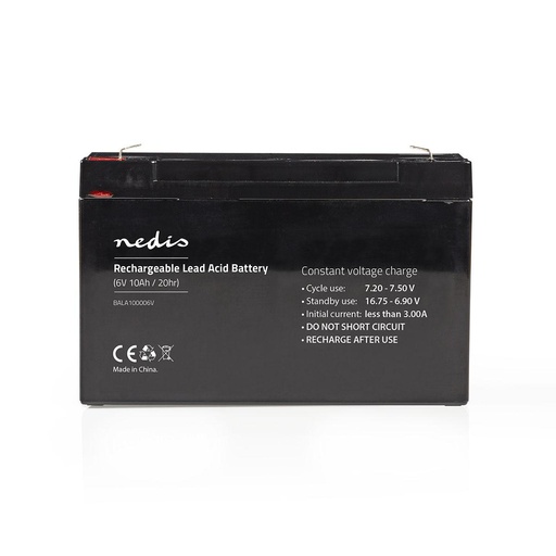 [BALA100006V] Nedis BALA100006V Rechargeable Lead Acid Battery 6 V 10000 mAh Black
