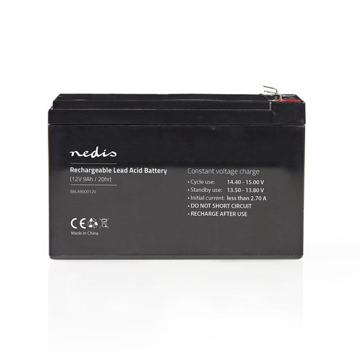 [BALA900012V] Batterie plomb-acide rechargeable Nedis BALA900012V 12 V 9 000 mAh, noire