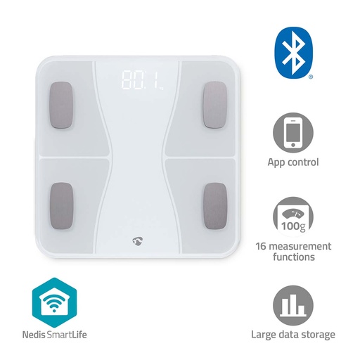 [BTHPS11WT] Nedis BTHPS11WT SmartLife Personal Scale Bluetooth White