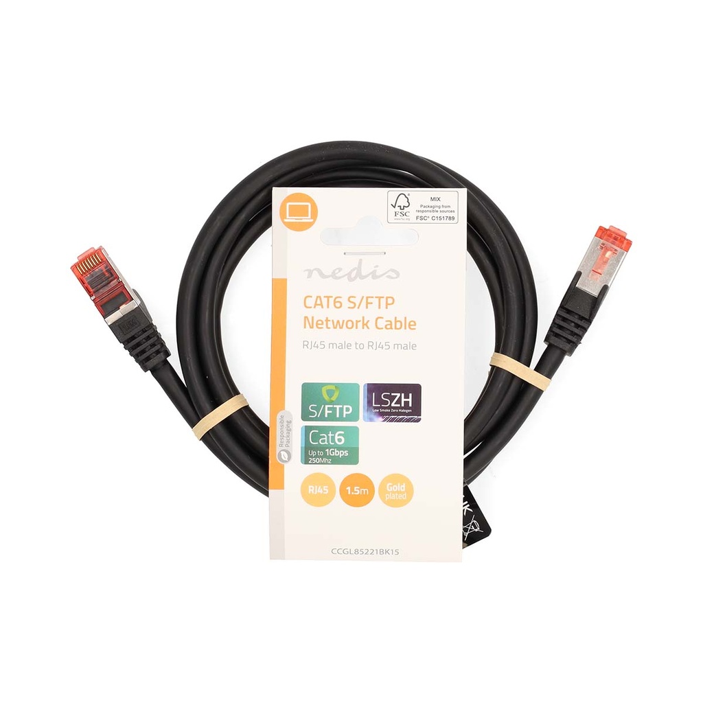 Nedis CCGL85221BK15 CAT6 Netwerkkabel LSZH 1.5m Zwart