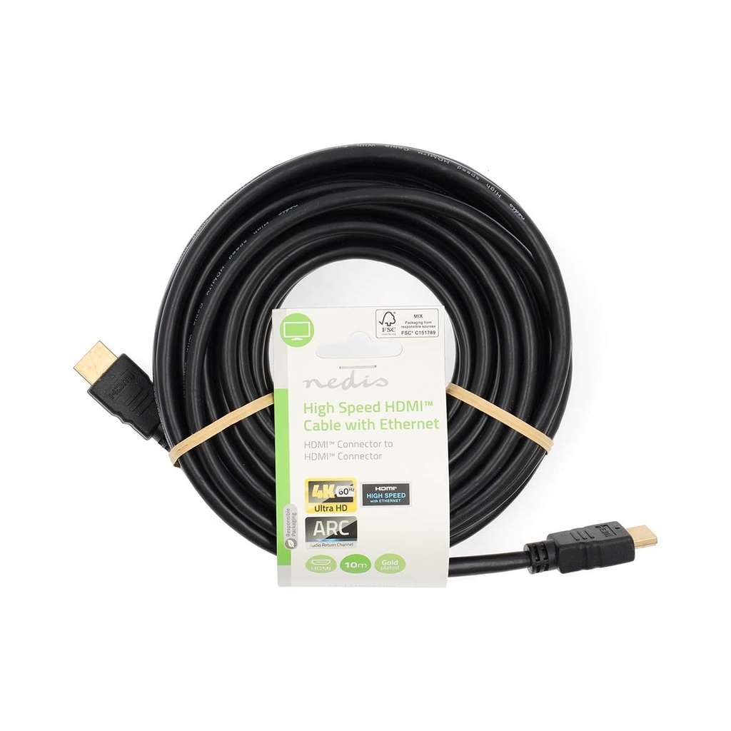 Nedis CVGL34060BK100 High Speed ​​HDMI-kabel met Ethernet HDMI 2.0 10m Zwart