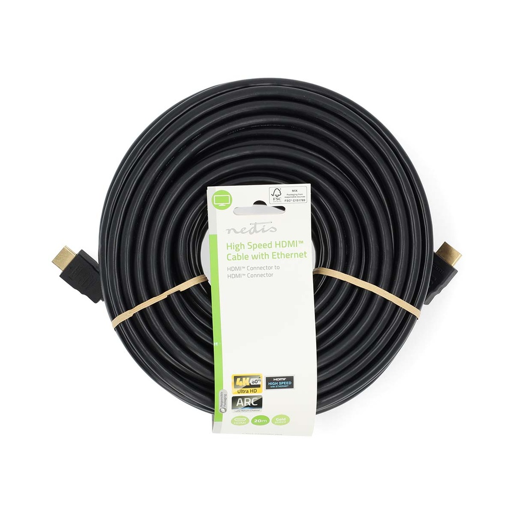 Nedis CVGL34060BK200 High Speed ​​HDMI-kabel met Ethernet HDMI 2.0 20m Zwart