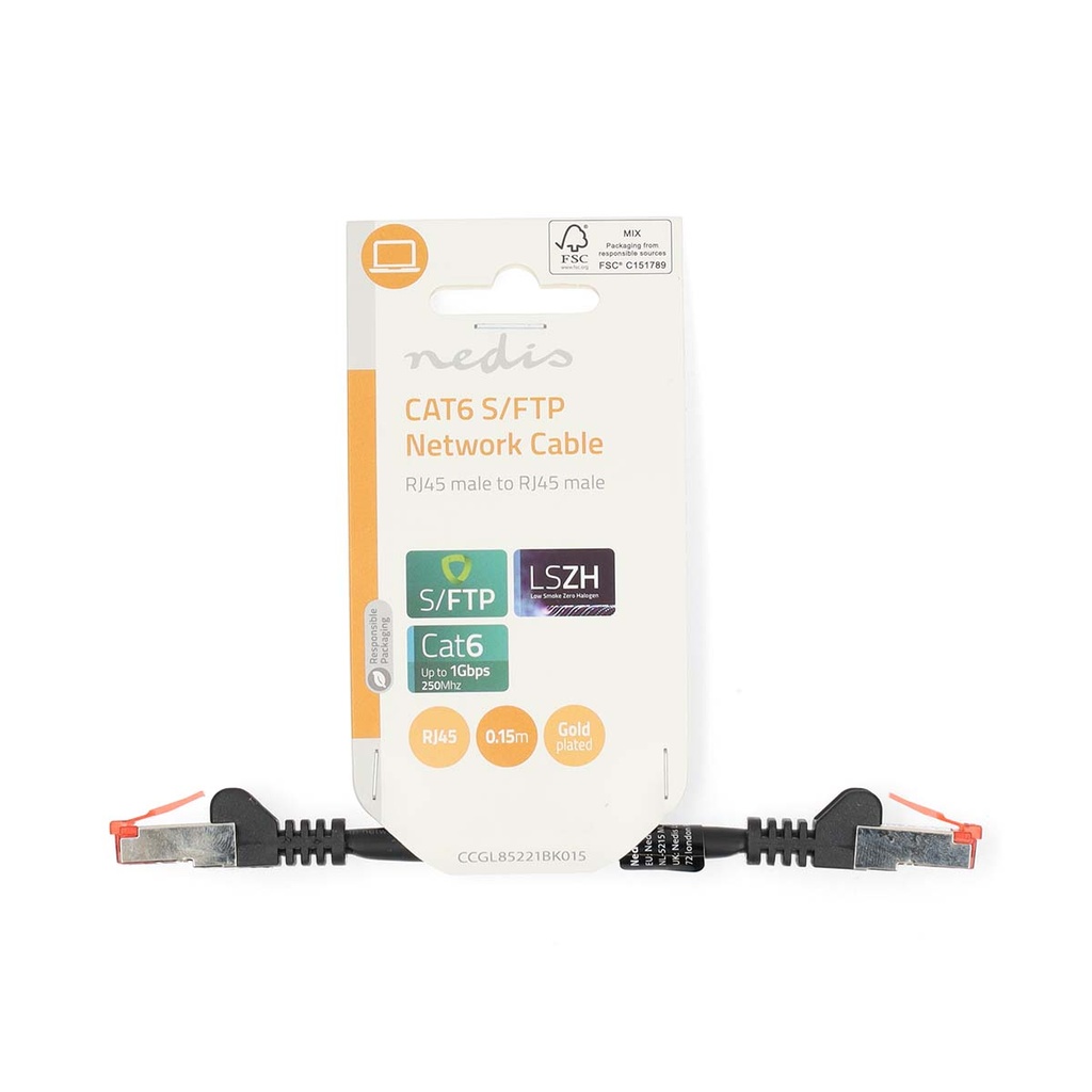 Nedis CCGL85221BK015 CAT6 Netwerkkabel S/FTP 0,15m Zwart