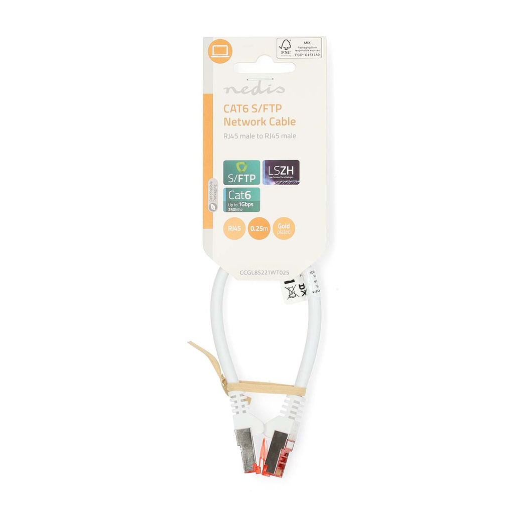 Nedis CCGL85221WT025 CAT6 Netwerkkabel S/FTP 0,25m Wit