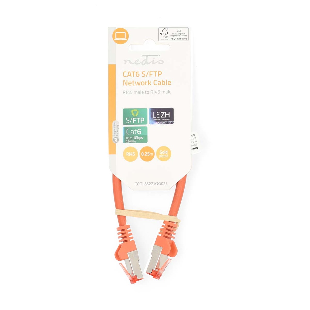 Nedis CCGL85221OG025 CAT6 Netwerkkabel S/FTP 0,25m Oranje